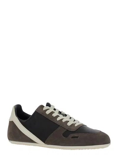 Rick Owens Black Low-top Sneakers With Suede Inserts In Leather Woman In Black