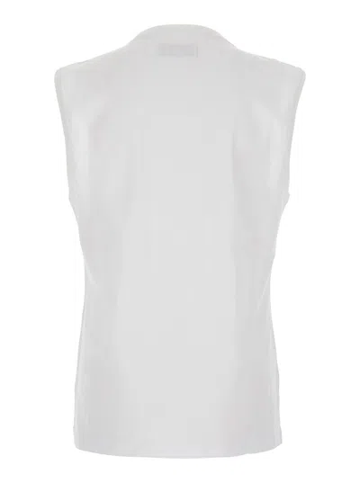 Vivienne Westwood White Crew Neck Top With Orb Print On The Front In Cotton Man In Gray