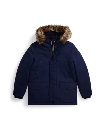 Polo Ralph Lauren Big Boys Faux-fur-trim Down Parka In Blue