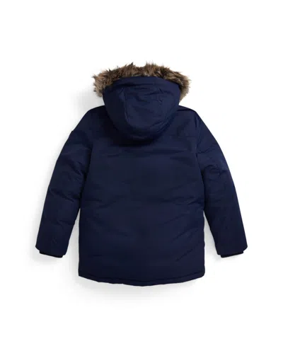 Polo Ralph Lauren Big Boys Faux-fur-trim Down Parka In Blue