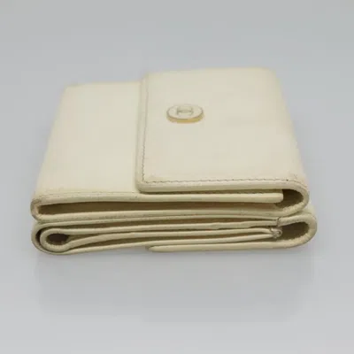 Pre-owned Chanel Porte Monnaie White Leather Wallet  ()