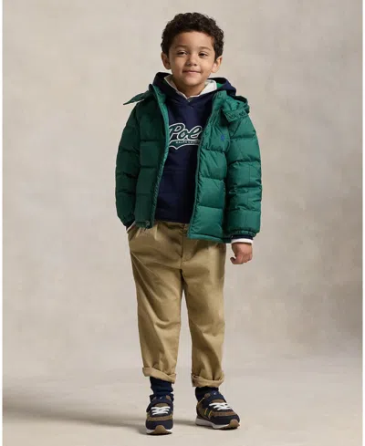Polo Ralph Lauren Big Boys Ripstop Down Hooded Jacket In Green