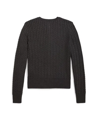 Polo Ralph Lauren Girls 7-16 Mini-cable Cotton Cardigan In Black