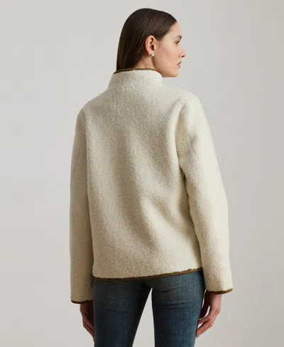 Ralph Lauren Women's Faux-suede-trim Fleece Jacket In Neutral