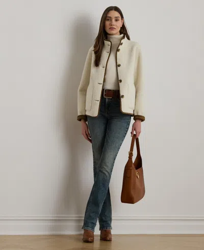 Ralph Lauren Women's Faux-suede-trim Fleece Jacket In Neutral