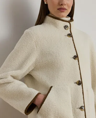 Ralph Lauren Women's Faux-suede-trim Fleece Jacket In Neutral