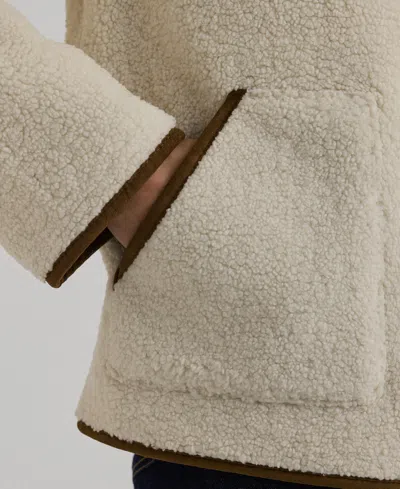 Ralph Lauren Women's Faux-suede-trim Fleece Jacket In Neutral