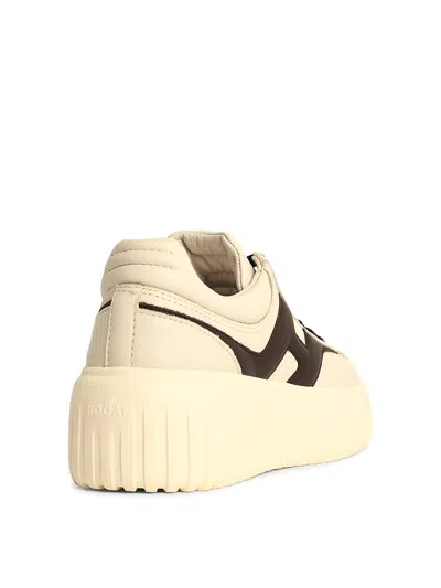 Hogan H-stripes Ivory Leather Sneakers In Neutral