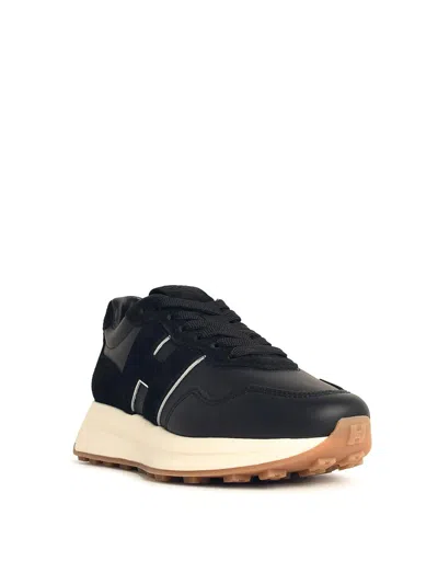 Hogan Leather-panelled Sneakers In Black