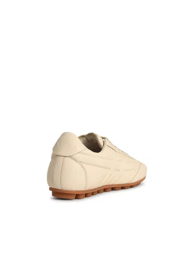Hogan Smooth Leather Sneakers Rubber Sole In Neutral