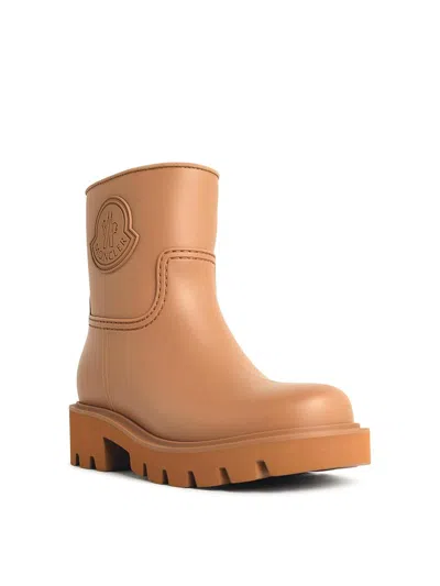 Moncler Ankle-length Waterproof Boots With Drawstring Closure In Brown