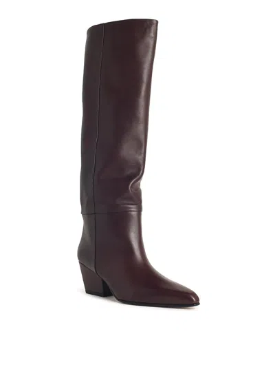 Paris Texas Leather Knee-high Block Heel Boot In Brown