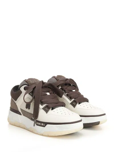 Amiri Brown Low Top Sneakers With Logo Detail On The Side And Mesh Panels In Brown
