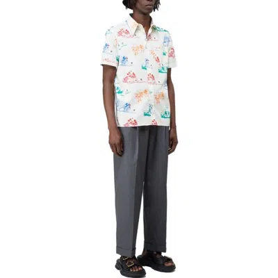 Gucci X Disney Mickey And Minnie Camp Collar Shirt 'white'