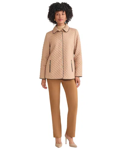 Jones New York Women's Quilted Snap Front Long Sleeve Jacket In Multi