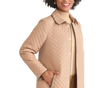Jones New York Women's Quilted Snap Front Long Sleeve Jacket In Multi