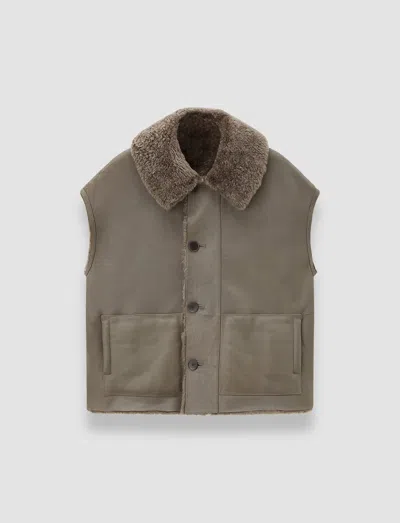 Joseph Molin Reversible Shearling Gilet In Brown
