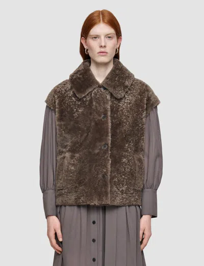 Joseph Molin Reversible Shearling Gilet In Brown