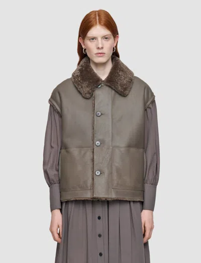 Joseph Molin Reversible Shearling Gilet In Brown