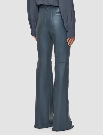 Joseph Tafira Leather Stretch Trousers In Gray