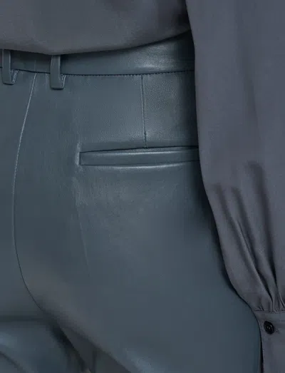 Joseph Tafira Leather Stretch Trousers In Gray