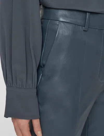 Joseph Tafira Leather Stretch Trousers In Gray