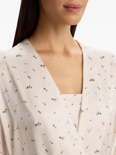 12 Storeez Floral-print Silk Robe In White