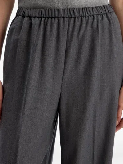 12 Storeez Elastic-waist Wool Straight Trousers In Gray