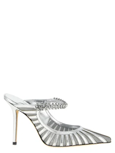 Jimmy Choo Striped Mesh Stiletto Pumps Strap In Silver