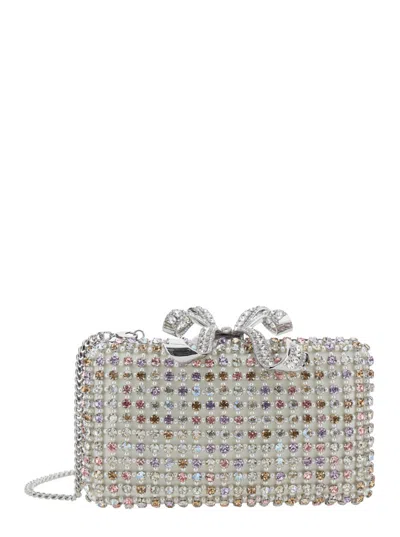 Self-portrait Rectangular Rhinestone-embellished Clutch Bag With Bow Clasp In Multi