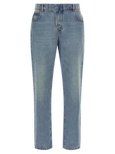Balmain Stonewashed Cotton Denim Jeans In Blue