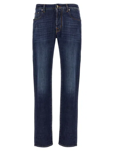 Jacob Cohen Slim Jeans With Back Patch Pockets In Blue