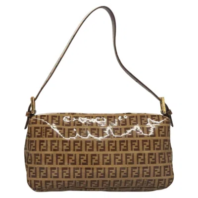 Pre-owned Fendi Baguette Brown Canvas Shoulder Bag ()