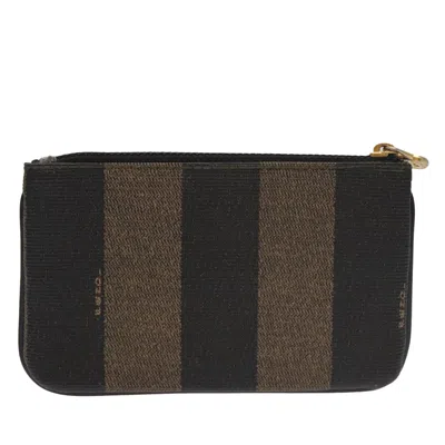 Pre-owned Fendi Pequin Brown Canvas Wallet  ()