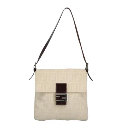 Pre-owned Fendi Zucchino Beige Canvas Shoulder Bag ()