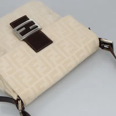 Pre-owned Fendi Zucchino Beige Canvas Shoulder Bag ()
