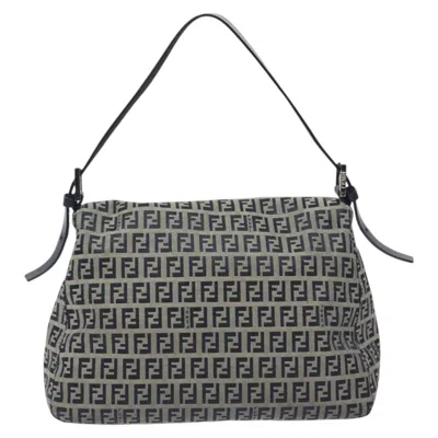 Pre-owned Fendi Zucchino Navy Canvas Shoulder Bag ()