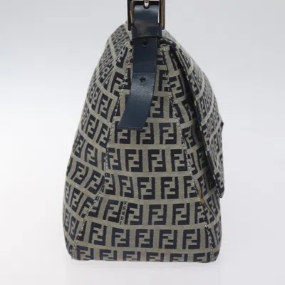 Pre-owned Fendi Zucchino Navy Canvas Shoulder Bag ()