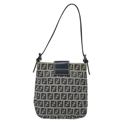 Pre-owned Fendi Zucchino Navy Canvas Shoulder Bag ()