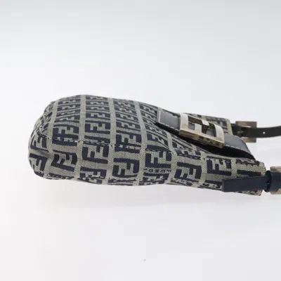 Pre-owned Fendi Zucchino Navy Canvas Shoulder Bag ()