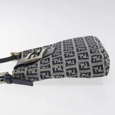 Pre-owned Fendi Zucchino Navy Canvas Shoulder Bag ()