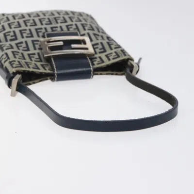 Pre-owned Fendi Zucchino Navy Canvas Shoulder Bag ()