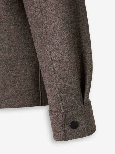 Harris Wharf London Snap-button Shirt Jacket In Brown