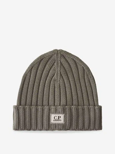 C.p. Company C.p.company Ribbed Wool Beanie Hat In Gray