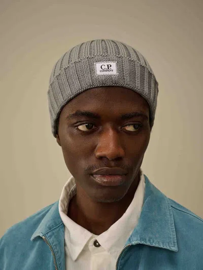 C.p. Company C.p.company Ribbed Wool Beanie Hat In Gray