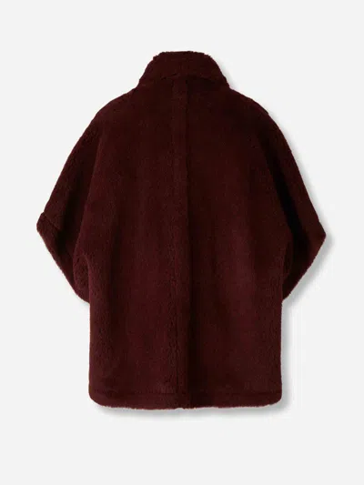 Max Mara Tebe Faux Fur Short-sleeved Coat In Burgundy