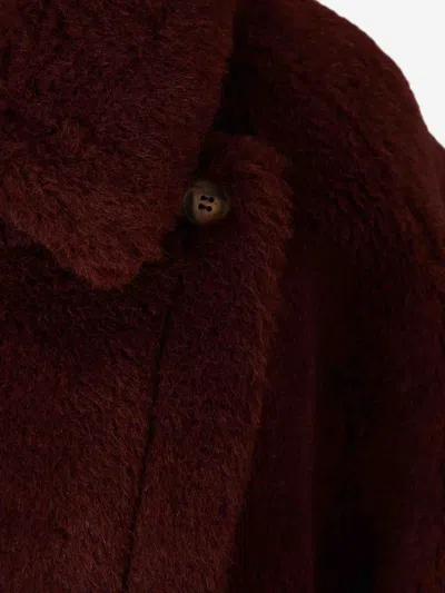 Max Mara Tebe Faux Fur Short-sleeved Coat In Burgundy
