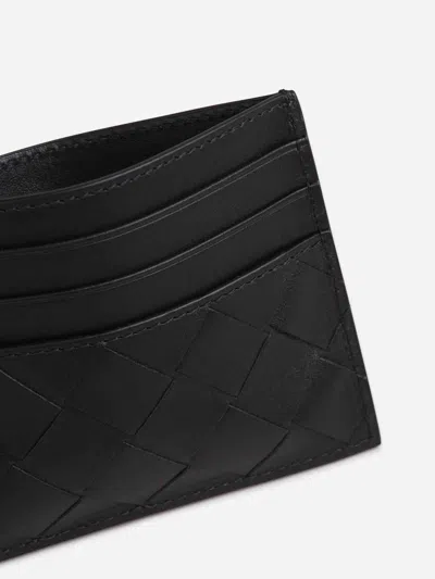 Bottega Veneta Intrecciato Leather Cardholder In Black