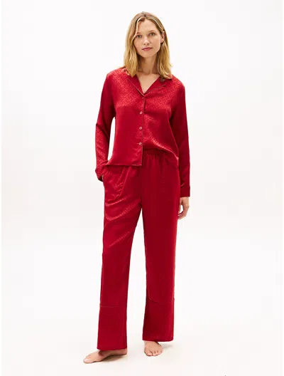 Tommy Hilfiger Allover Monogram Print Sleep Set In Red