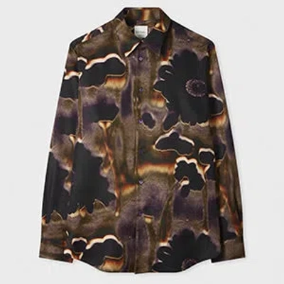 Paul Smith 'field Flowers' Print Lyocell Shirt Purple In Multi